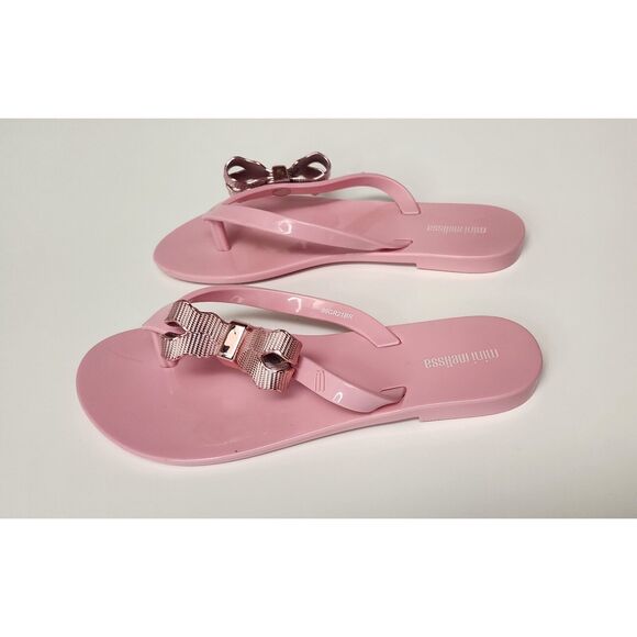 Mini Melissa Girls HARMONIC SWEET V AD Pink Thong Sandals Size 1/Eur 32 - Picture 4 of 8